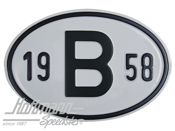 Targa sigla internazionale "B" (Belgio), "1958", alluminio |  | 020-2397-58