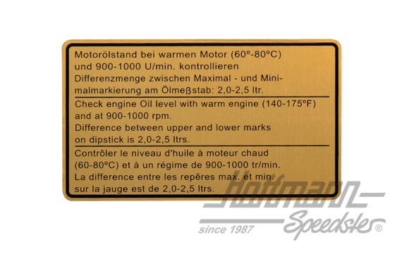 Adesivo "Ölstand" (livello dell'olio), 911 Turbo, -80 | 911 006 504 01 | 580-8022