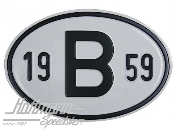Targa sigla internazionale "B" (Belgio), "1959", alluminio |  | 020-2397-59
