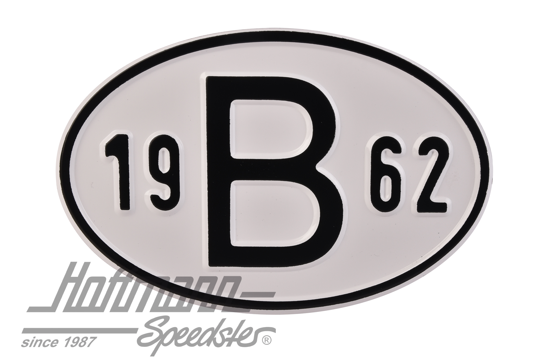 Targa sigla internazionale "B" (Belgio), "1962", alluminio |  | 020-2397-62