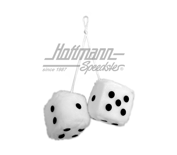 Fuzzy Dice, 6 x 6 cm, bianco | 368-WT 2.5 | 200-8007