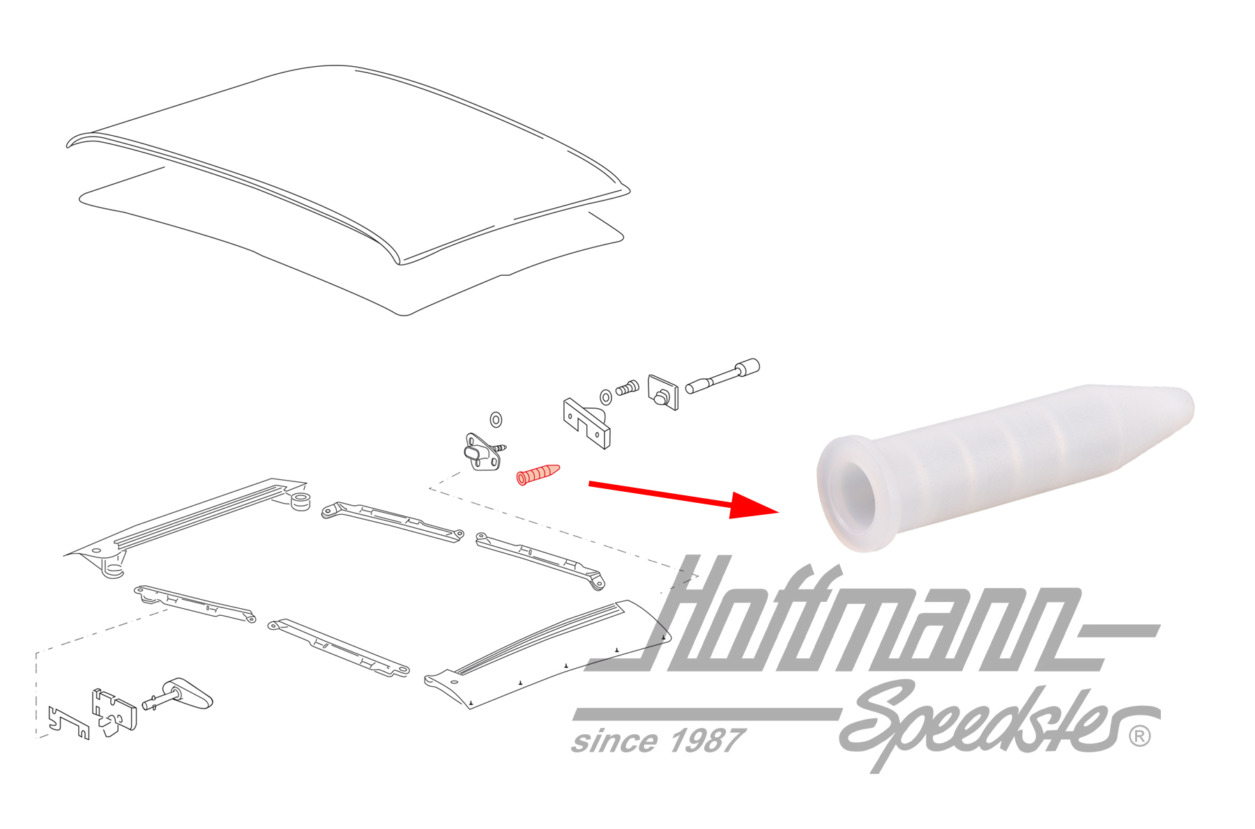 Copertura, cuscinetto metalastico, tetto di Targa, 911 | 911 565 217 40 | 515-0150-30