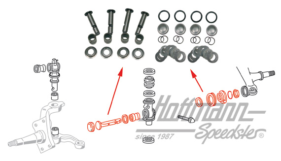 Set perni di spallamento, Furgone T1, completo, 22 mm                                               