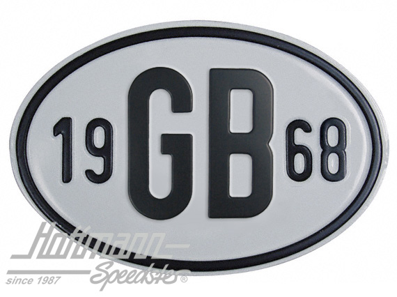 Targa sigla internazionale "GB" (Gran Bretagna), "1968", alluminio |  | 020-2404-68