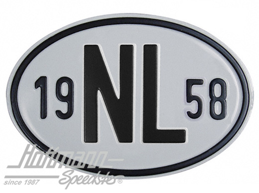 Targa sigla internazionale "NL" (Paesi Bassi), "1958", alluminio |  | 020-2391-58
