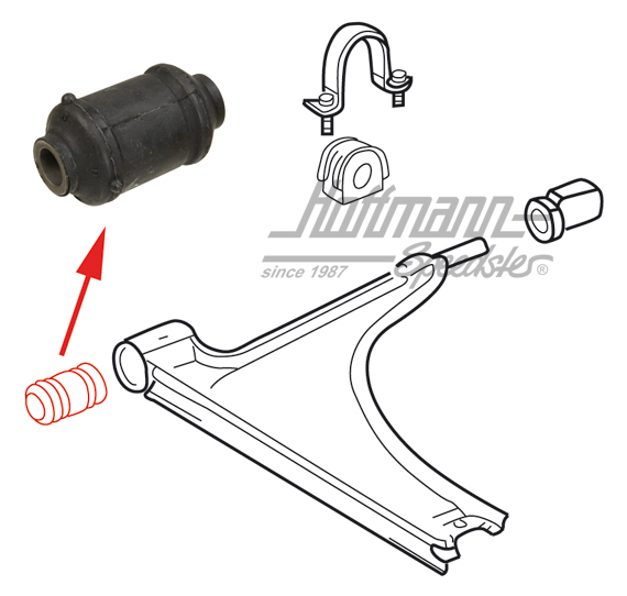 Cuscinetto in gomma, braccio oscillante, anteriore, 74-92 | 171 407 182 D | 140-0605