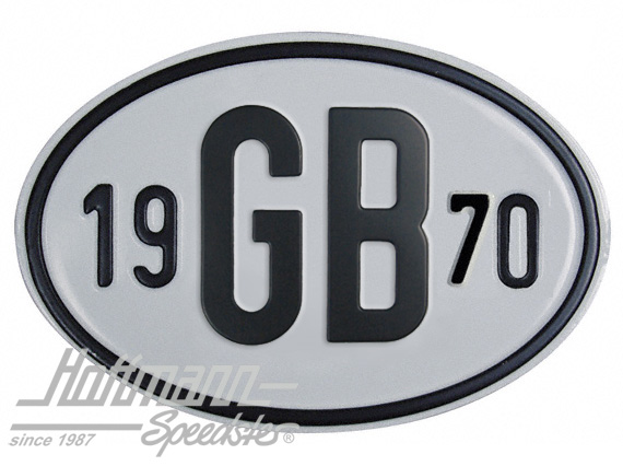 Targa sigla internazionale "GB" (Gran Bretagna), "1970", alluminio |  | 020-2404-70
