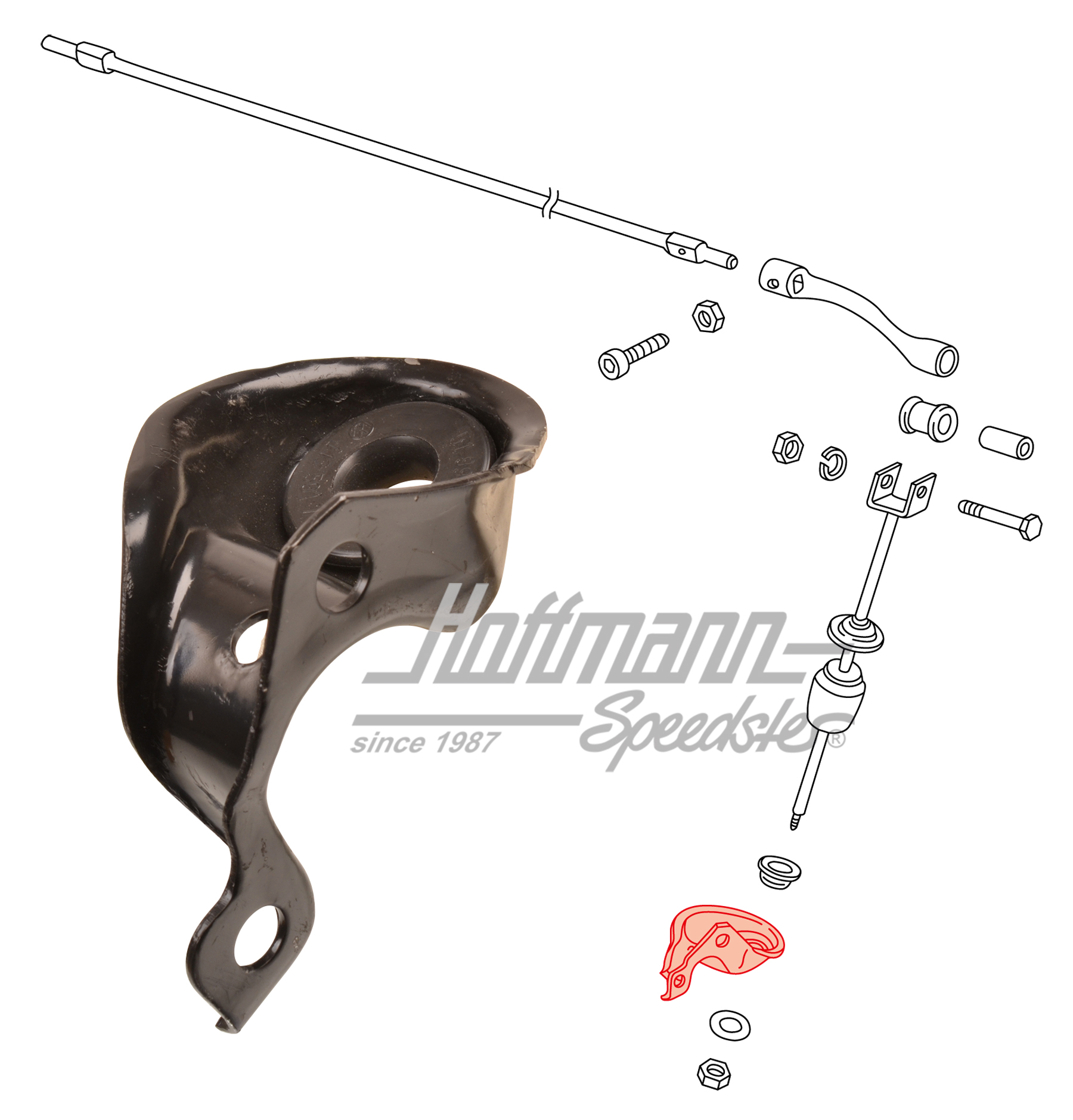 Guida, asta di spinta, inferiore, sinistra                                                          