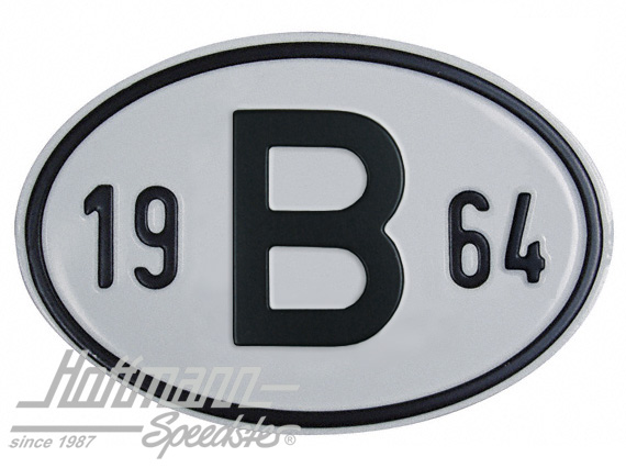 Targa sigla internazionale "B" (Belgio), "1964", alluminio |  | 020-2397-64