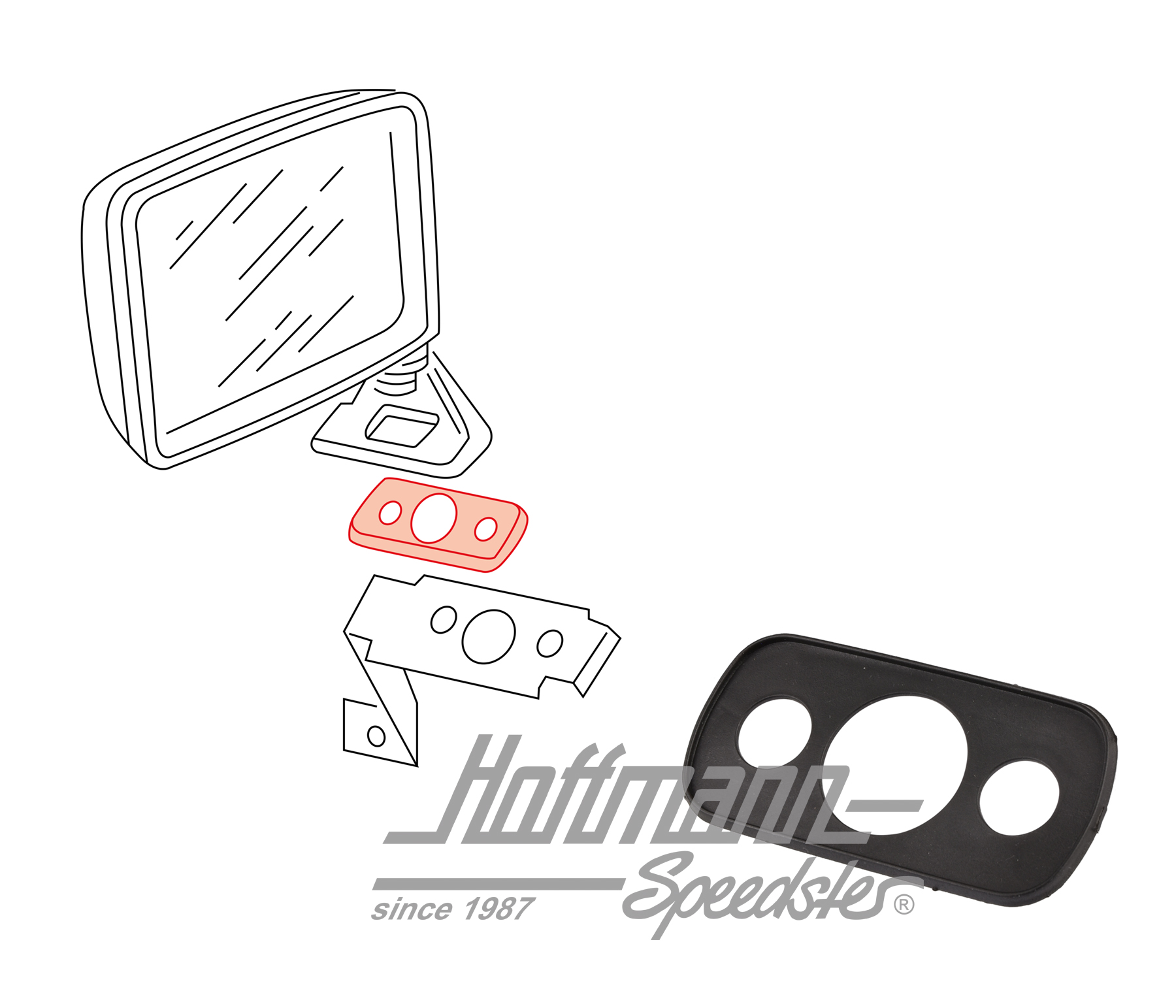 Supporto, esterno, specchietto retrovisore, Golf 2 | 191 857 543 | 208-7410-06