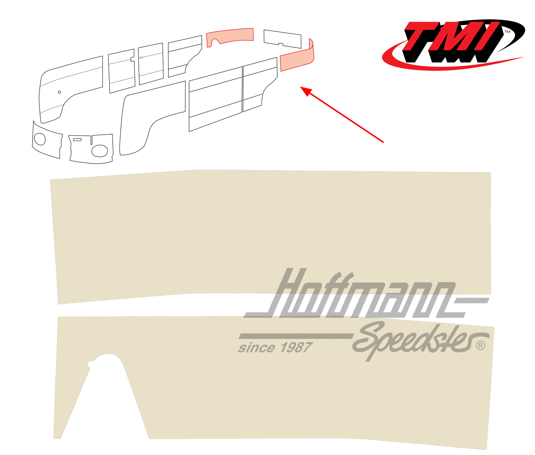 Pannelli laterali, posteriore, 55-62, bianco antico | 10-2141-15 | 098-0582-04