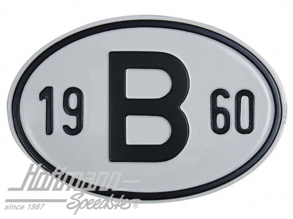 Targa sigla internazionale "B" (Belgio), "1960", alluminio |  | 020-2397-60