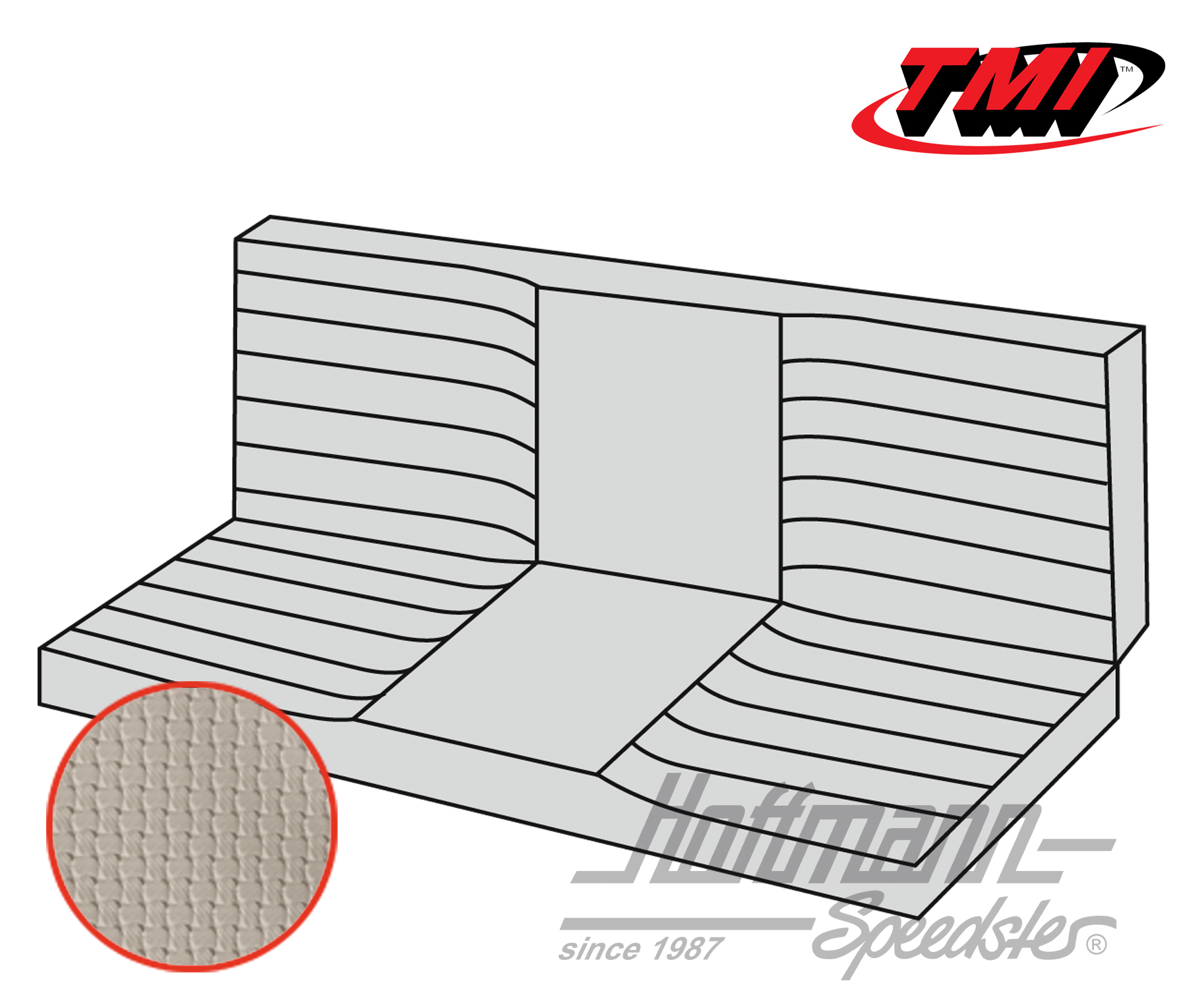 Copri panca, Karmann Ghia Cabriolet, -74, bianco antico | 43-1612-05 | 066-0085-50