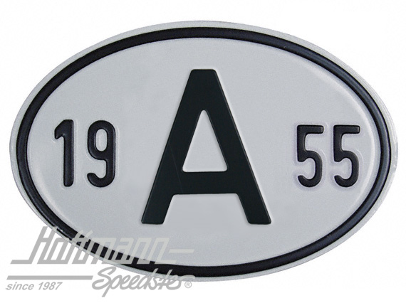 Targa sigla internazionale "A" (Austria), "1955", alluminio |  | 020-2398-55