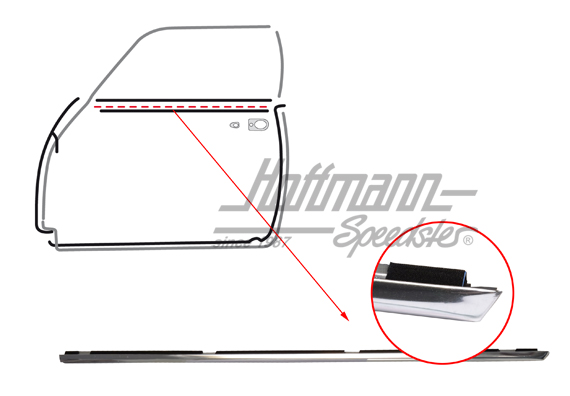 Guarnizione canale di tenuta portiera, acciaio inossidabile, Coupé, 71-, sinistra | 143 837 471 | 060-0462-01