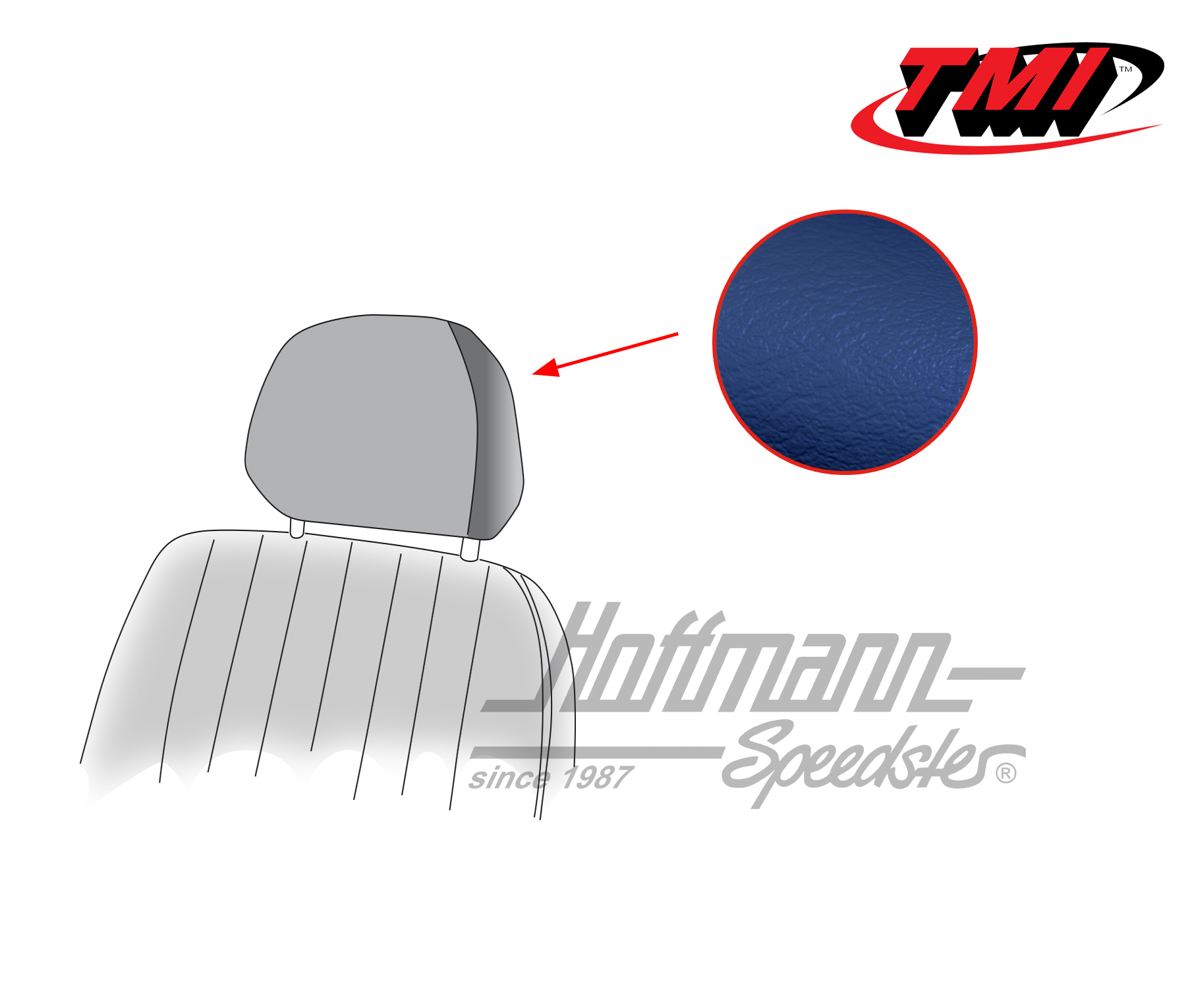 Copri poggiateste, Karmann Ghia, 68-74, blu | 43-1530-18 | 066-0079-20