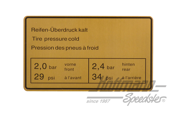 Adesivo "Reifendruck" (pressione dei pneumatici), 911, 73-83 | 901 006 505 01 | 580-8010
