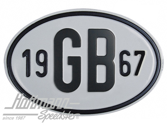 Targa sigla internazionale "GB" (Gran Bretagna), "1967", alluminio |  | 020-2404-67
