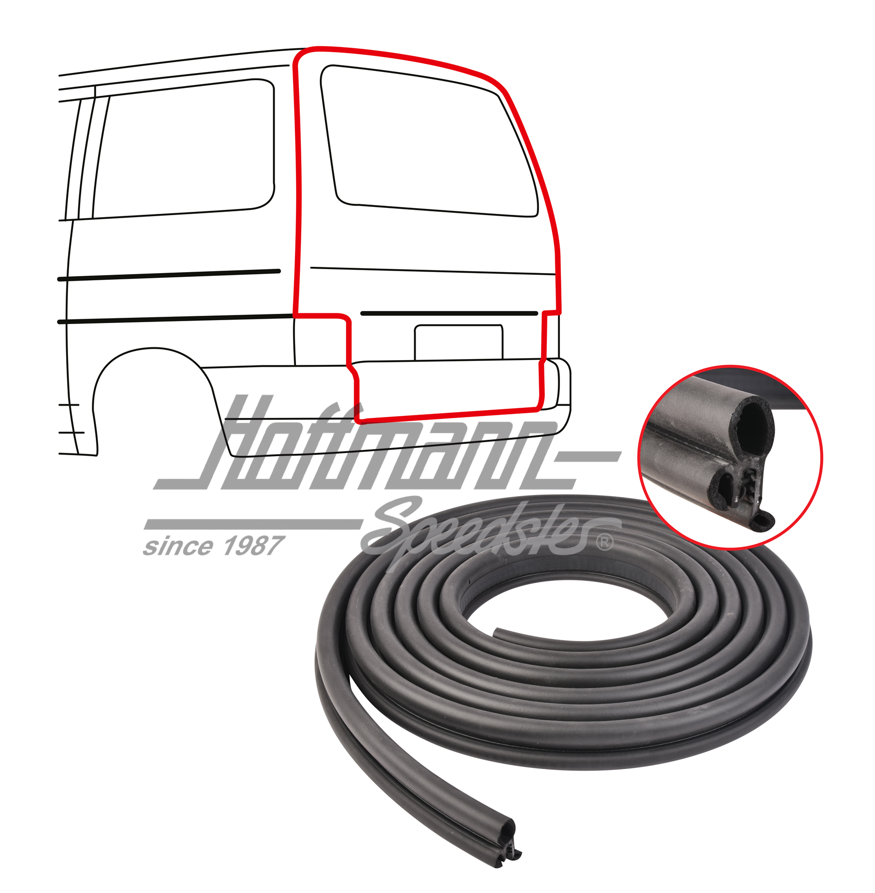 Guarnizione, portellone posteriore/pieghevole, Furgone T4, ECO | 721 827 705 B | 405-2005-10