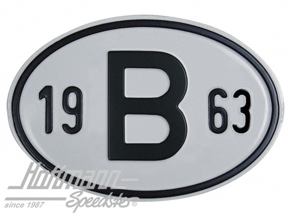 Targa sigla internazionale "B" (Belgio), "1963", alluminio |  | 020-2397-63