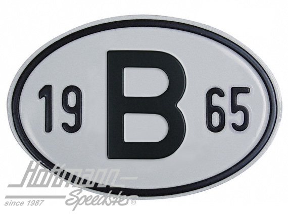 Targa sigla internazionale "B" (Belgio), "1965", alluminio |  | 020-2397-65