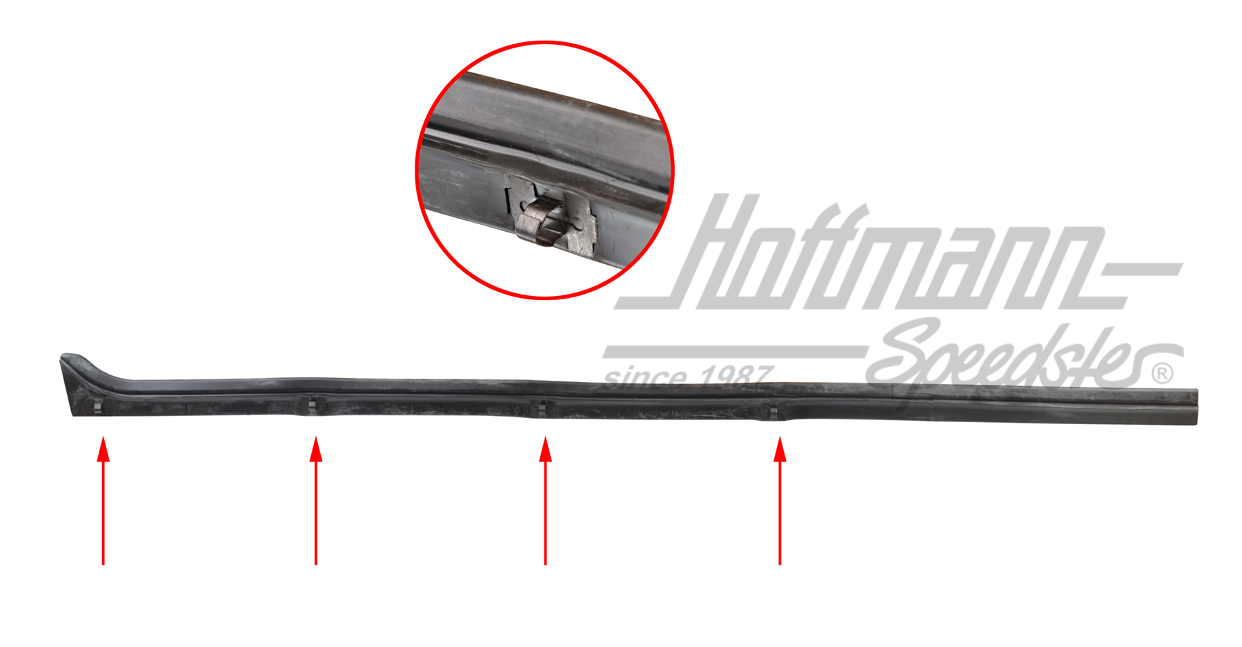 Guarnizione canale di tenuta portiera, interna, 8.68-, lunga, sinistra | 111 837 475 BB | 020-5241-10