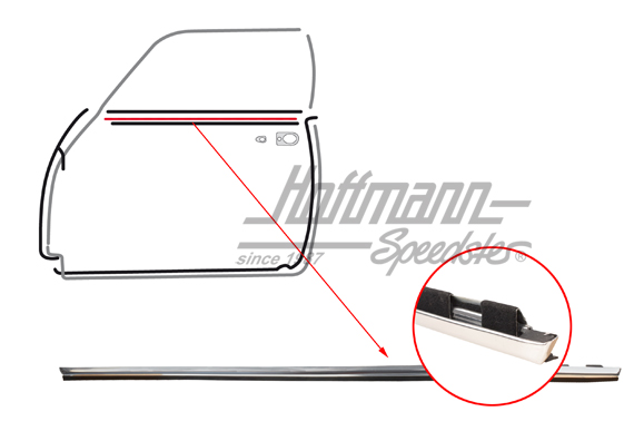 Guarnizione canale di tenuta portiera, cromata, Cabriolet,  71-74 | 141 837 471 | 060-0460