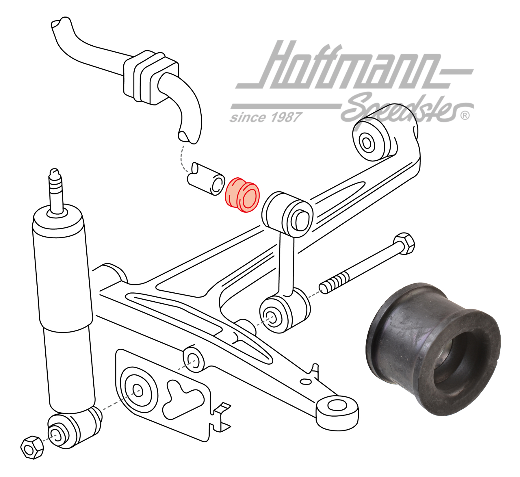 Cuscinetto in gomma, barra di trazione/stabilizzatore, 22.6mm | 7D0 411 045 | 404-0564