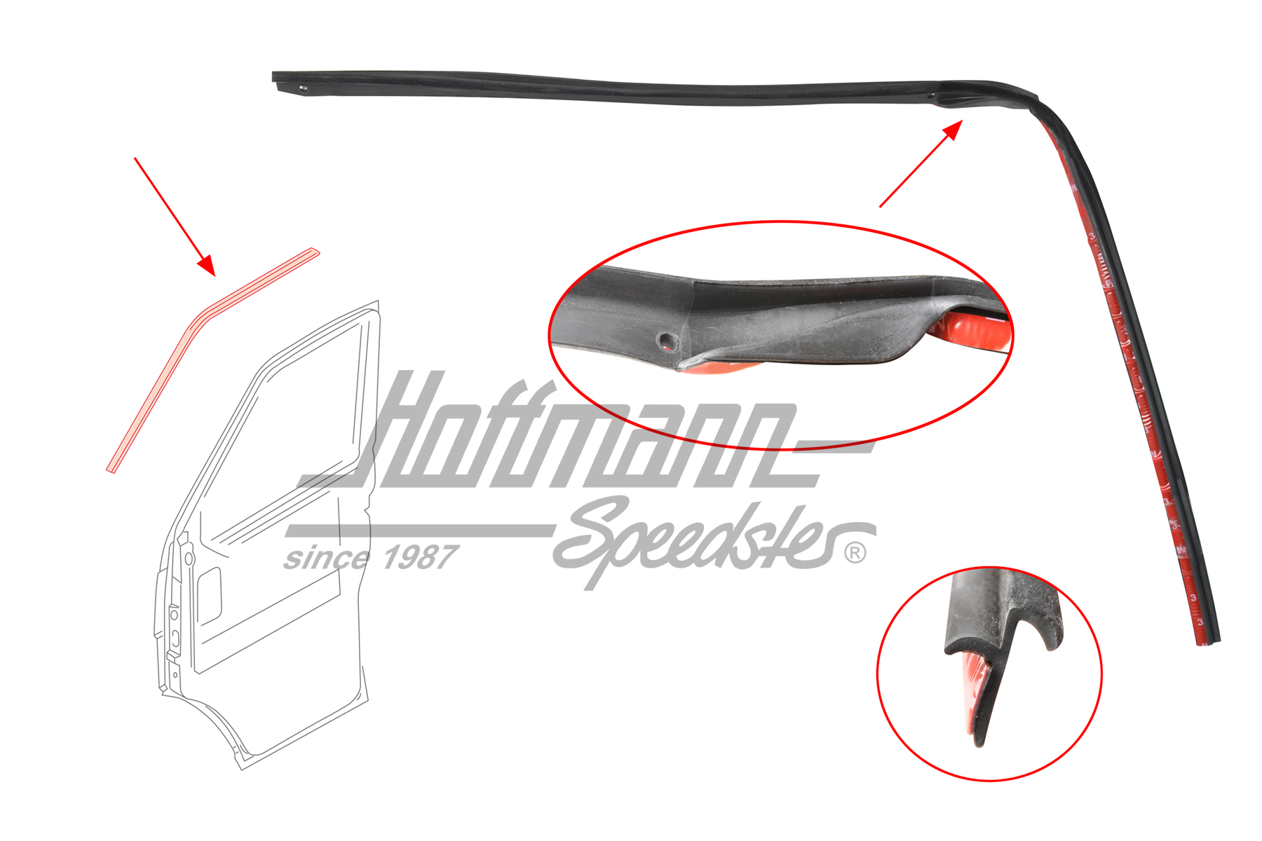 Guarnizione porta
, superiore, 11.94-6.03, destra | 7D0 837 762 | 408-1410-12