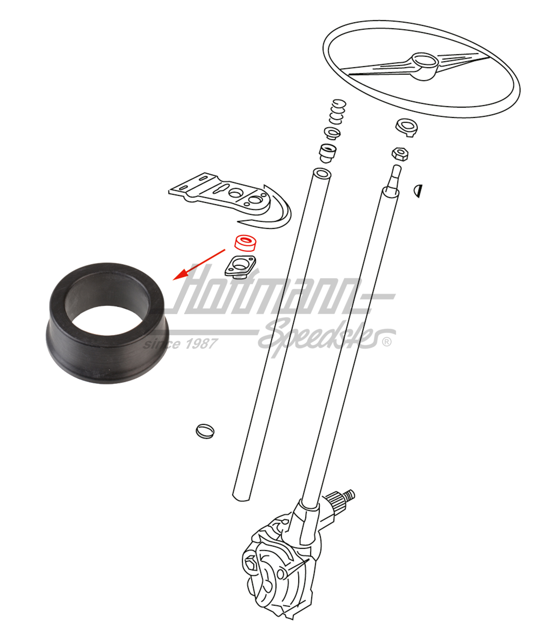 Guida di gomma, colonna di guida, Furgone T1 | 211 415 637 A | 089-4202