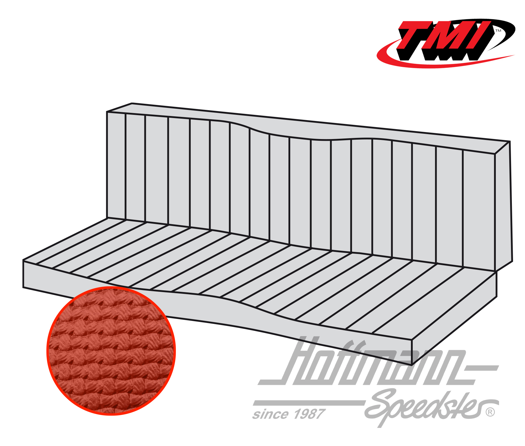 Copri panca, Karmann Ghia Coupé, 55-71, rosso | 43-1511-07 | 066-0082-10