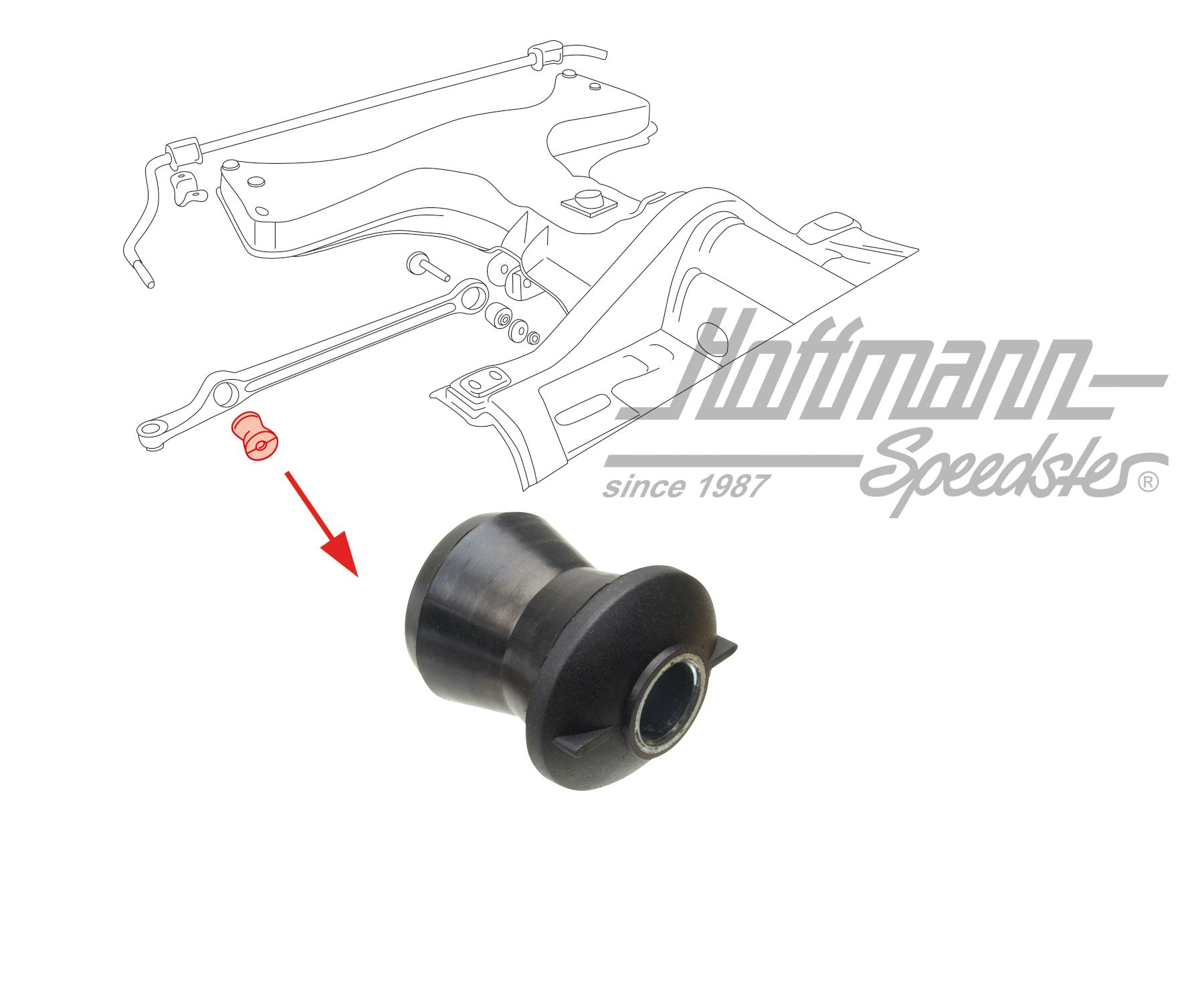 Gomma stabilizzatore 1303 nel braccio trasversale, 8.73- | 133 411 315 | 020-4393
