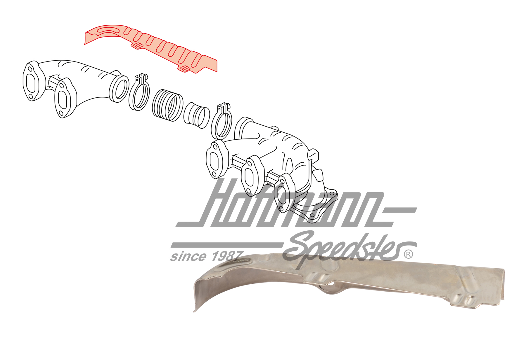 Lamiera conduttricedel calore, collettore di scarico
, 2.5, superiore | 023 253 043 C | 402-0004-01