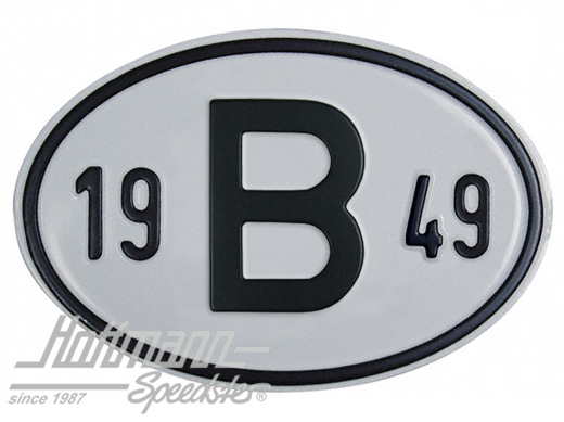 Targa sigla internazionale "B" (Belgio), "1949", alluminio |  | 020-2397-49