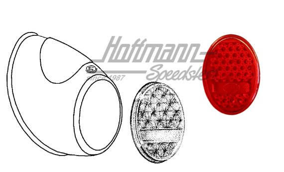 Vetro luce posteriore, ovale, 10.52-7.55, riproduzione                                              