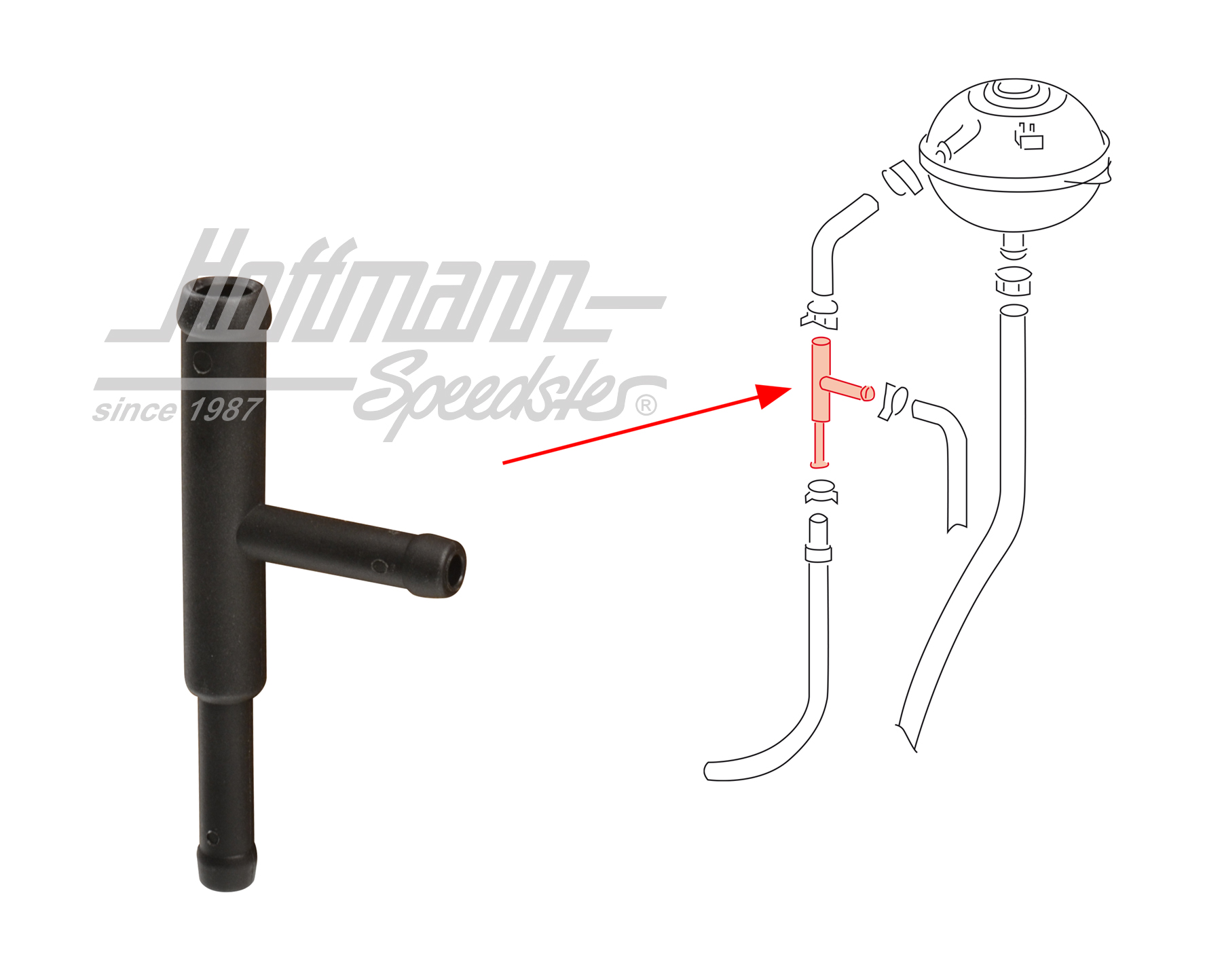 Distributore,
 tubo del liquido di raffreddamento, 90-95 | 074 121 438 C | 401-1935