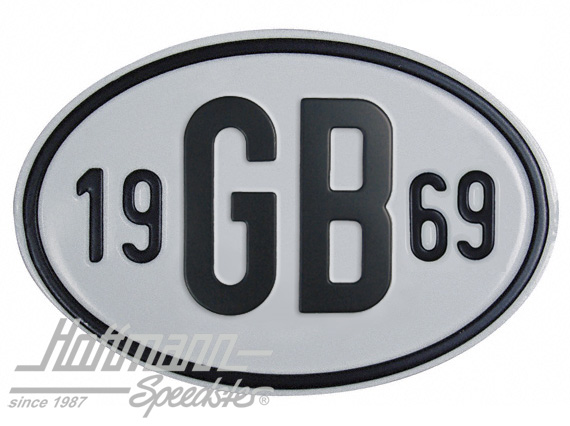 Targa sigla internazionale "GB" (Gran Bretagna), "1969", alluminio |  | 020-2404-69