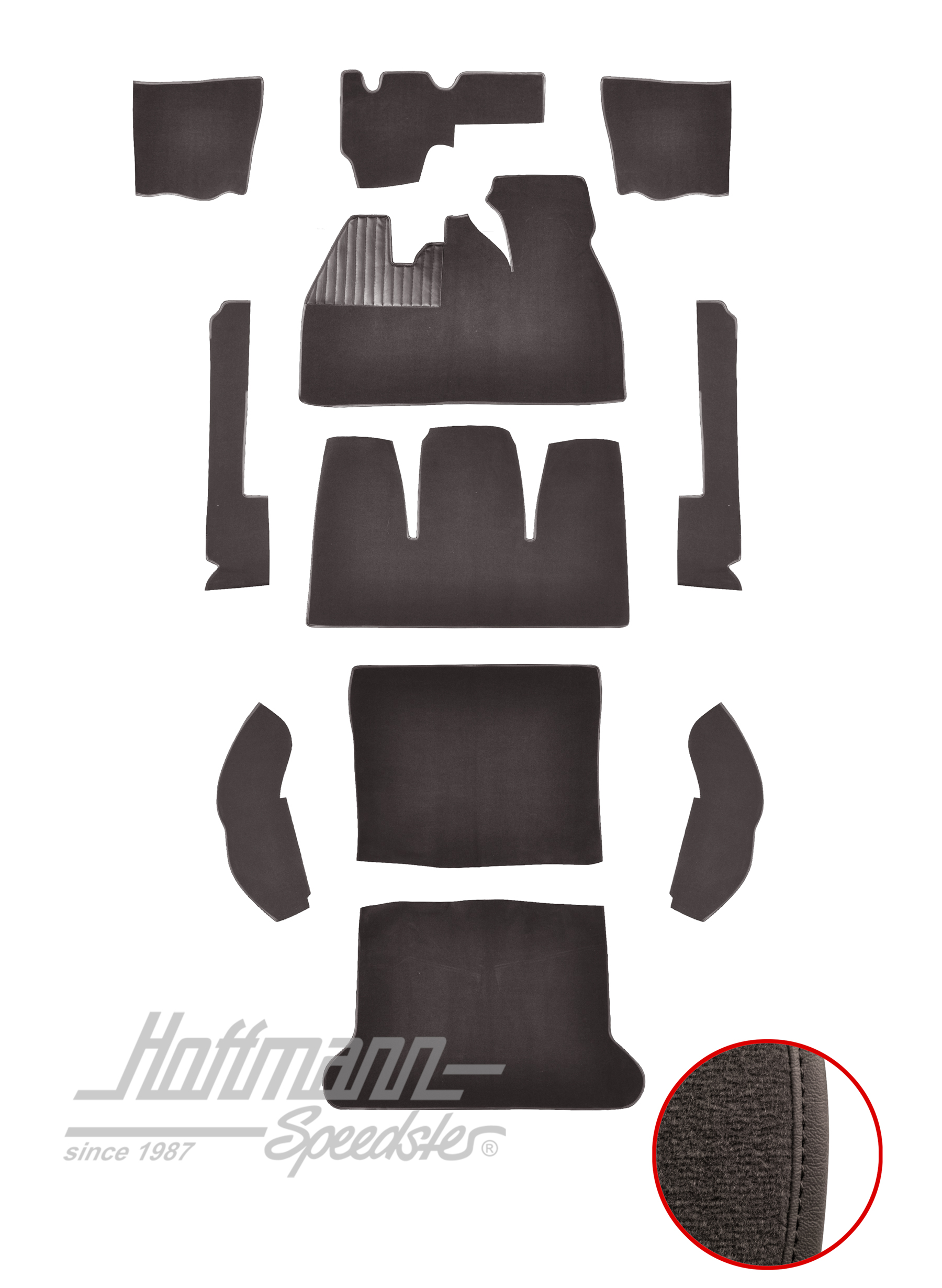 Set tappeti, Maggiolino Berlina, 8.61-7.68, antracite |  | 026-5422