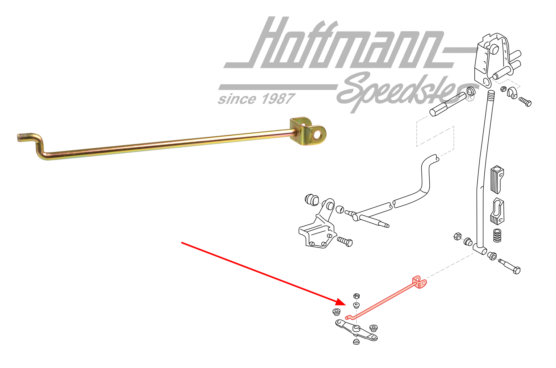 Asta di comando, inferiore, leva del cambio, Furgone T4 | 701 711 591 C | 407-2010-70