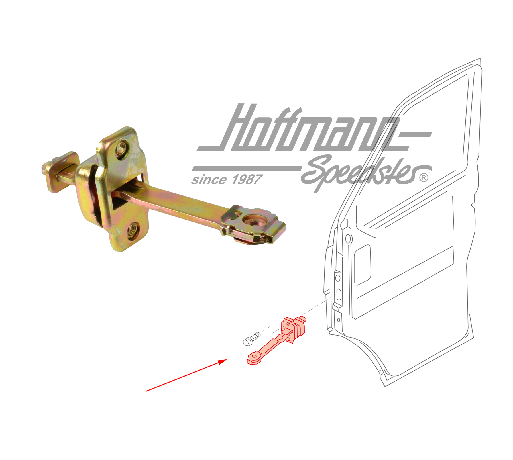 Limitatore della porta, anteriore, Furgone T4,  9.90-6.03 | 701 837 249 A | 408-1300