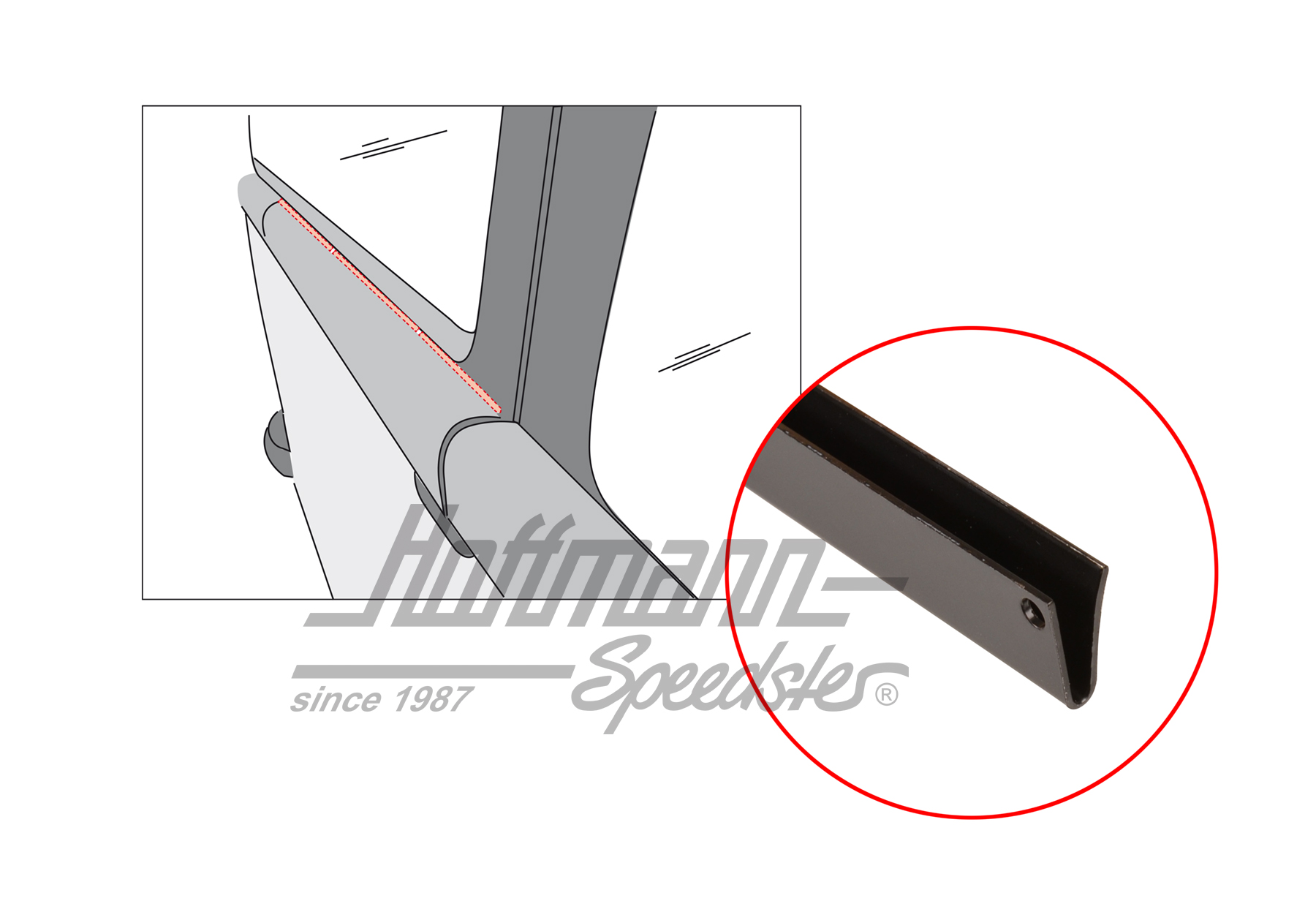 Guida di serraggio, copertura pannello laterale (corto) | 211 843 818 kurz | 096-0558-20