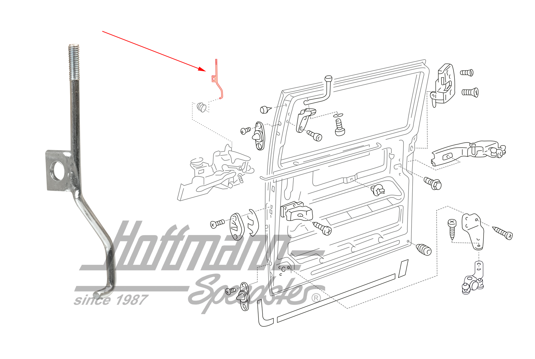 Asta di trazione, pulsante di bloccaggio, porta scorrevole

, destra | 701 843 726 | 408-1020-02