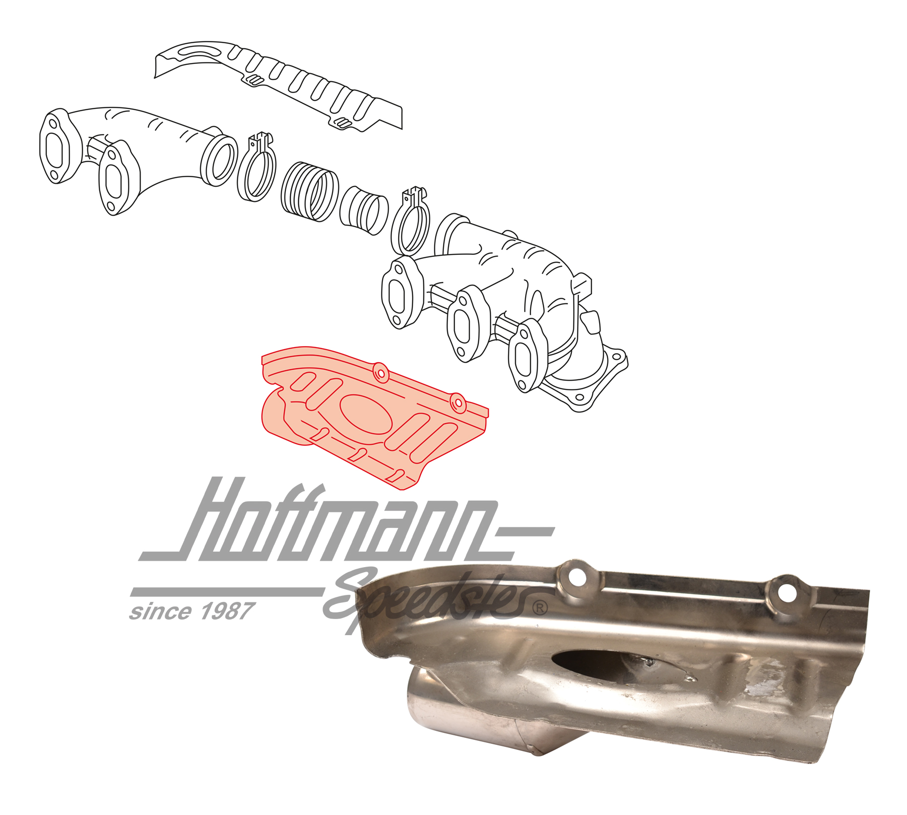 Lamiera conduttricedel calore, collettore di scarico
, 2.5, inferiore | 023 253 042 A | 402-0004-02