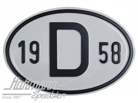 Targa sigla internazionale "D" (Germania), "1958", alluminio |  | 020-2396-58