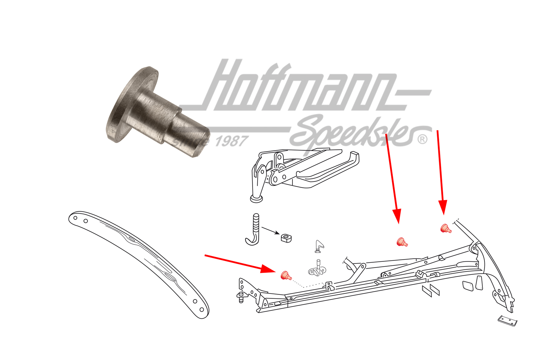 Bullone, tiranteria
 della capotta, Maggiolino/Golf 1 Cabriolet | 155 871 165 | 020-4687-10