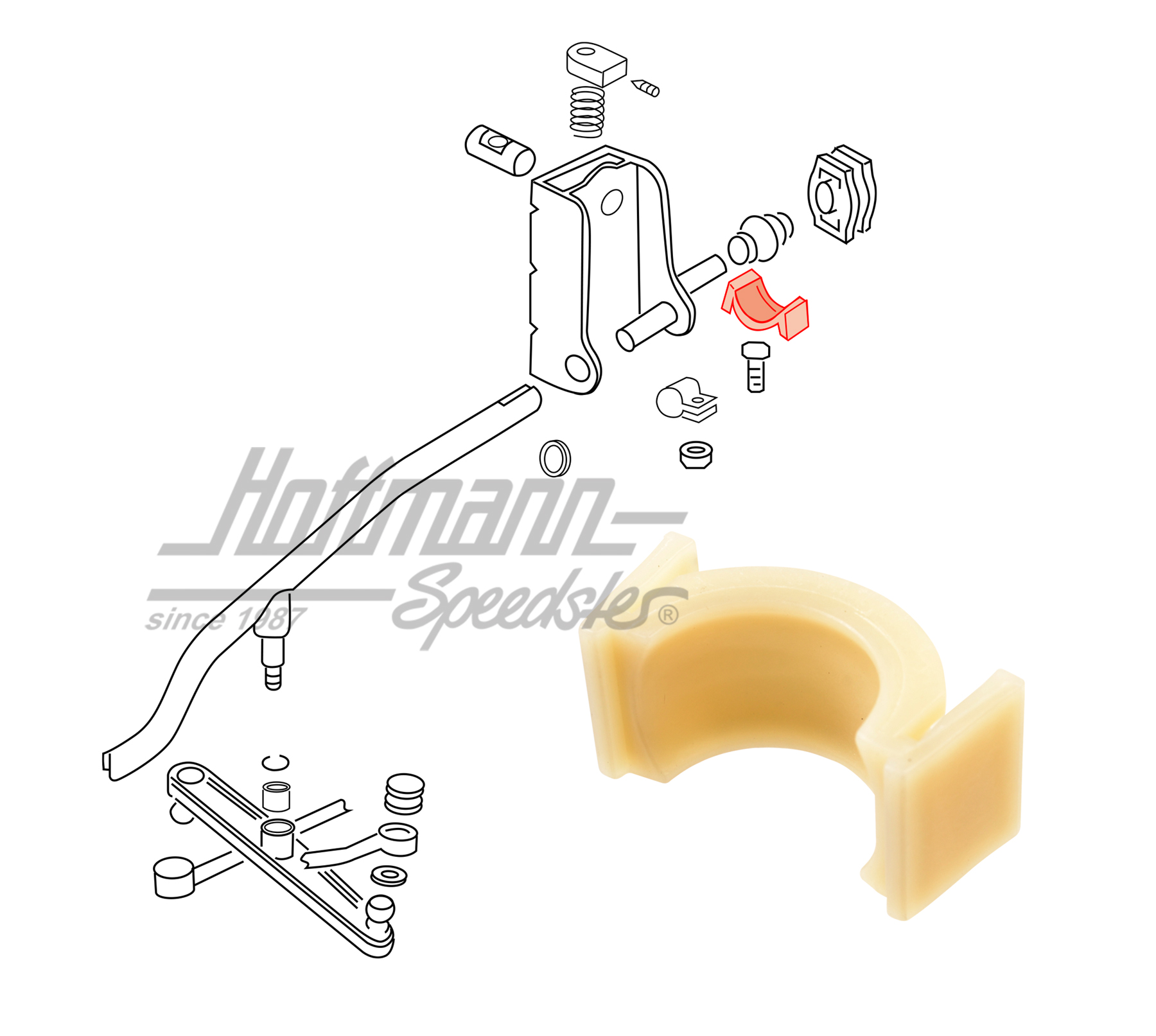 Boccola di cuscinetto, supporto cuscinetto, superiore, 90-95 | 701 711 699 | 407-2010-45