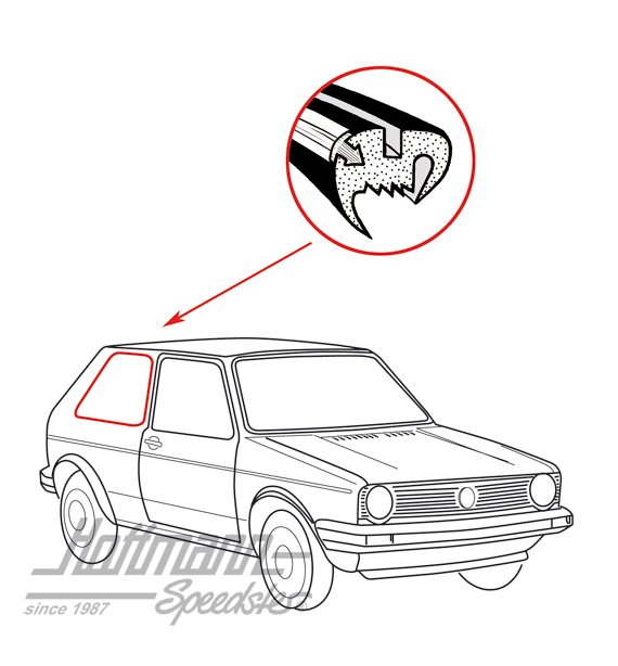 Guarnizione finestra laterale, Golf 1, posteriore, destra | 171 845 322 A | 180-7142