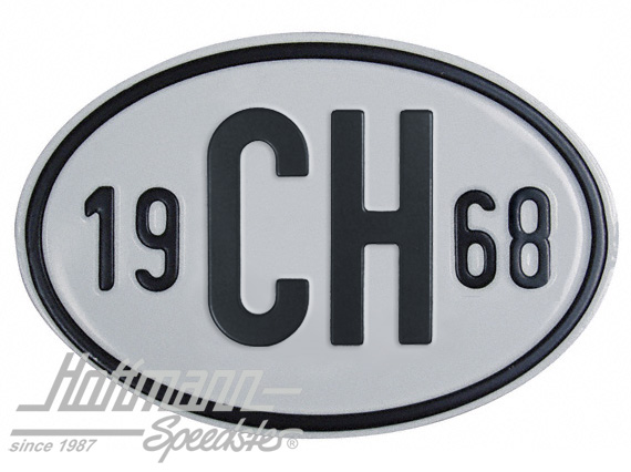 Targa sigla internazionale "CH" (Svizzera), "1968", alluminio |  | 020-2401-68
