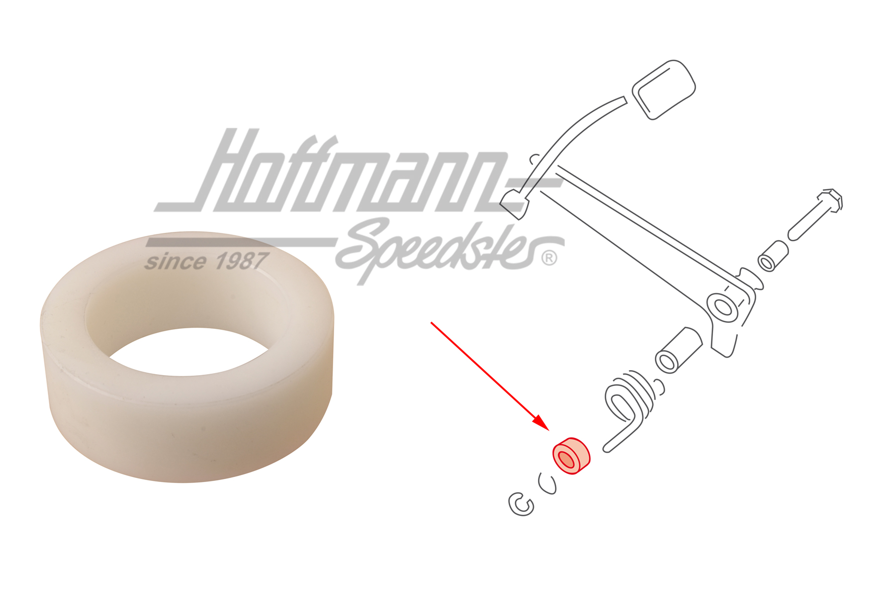 Guaina distanziale, molla, pedale del freno, Furgone T2 | 211 721 167 | 092-1022-06