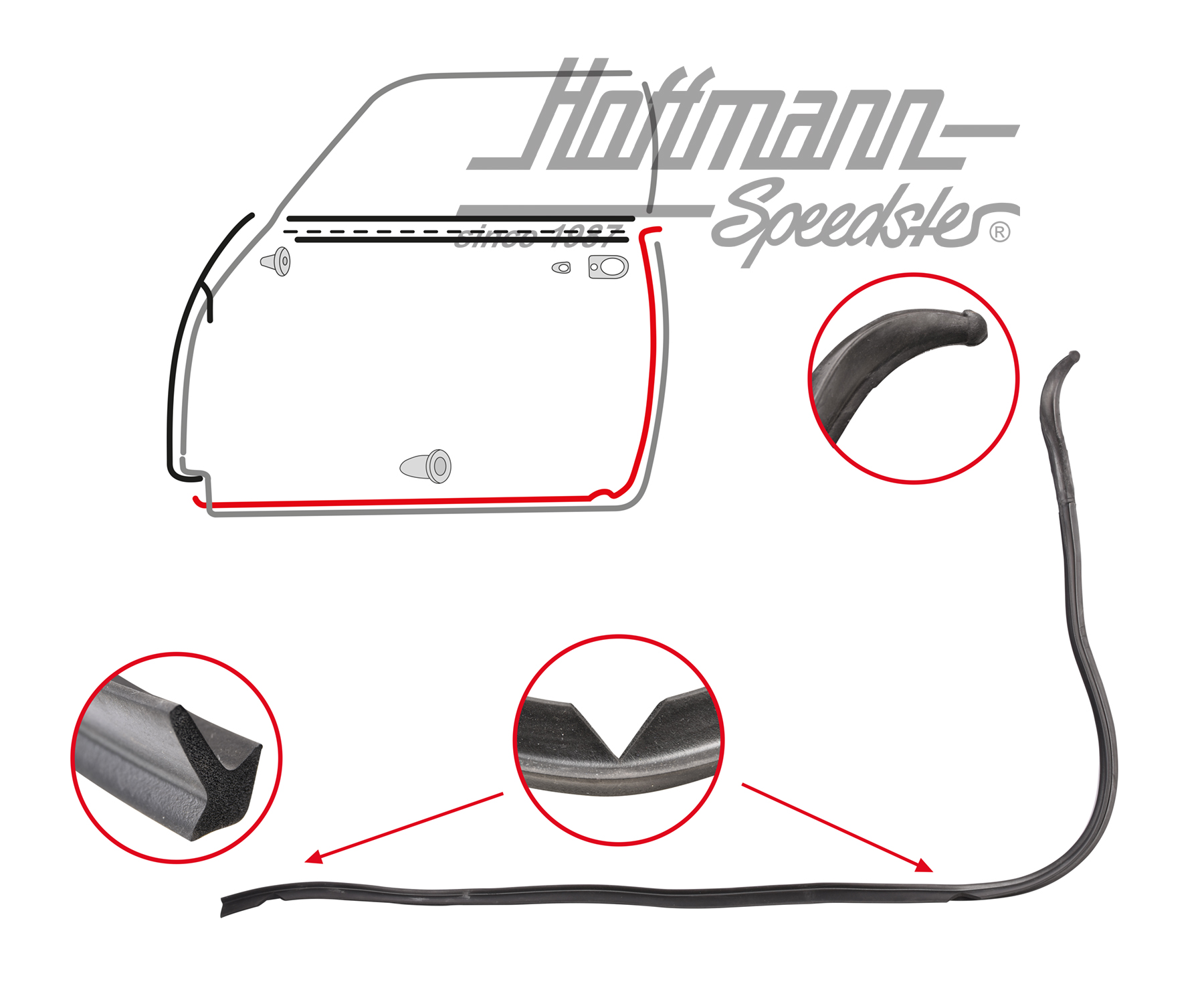 Guarnizione portiera, Karmann Ghia, sinistra | 141 931 731 C | 060-0015-01